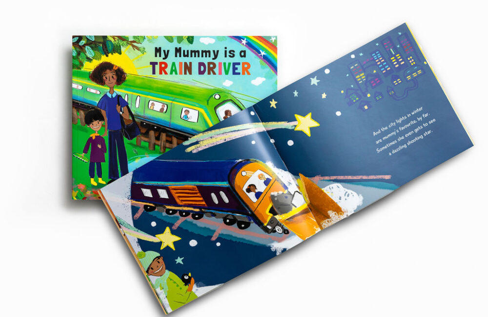 My Mummy is a Train Driver book cover and open spread