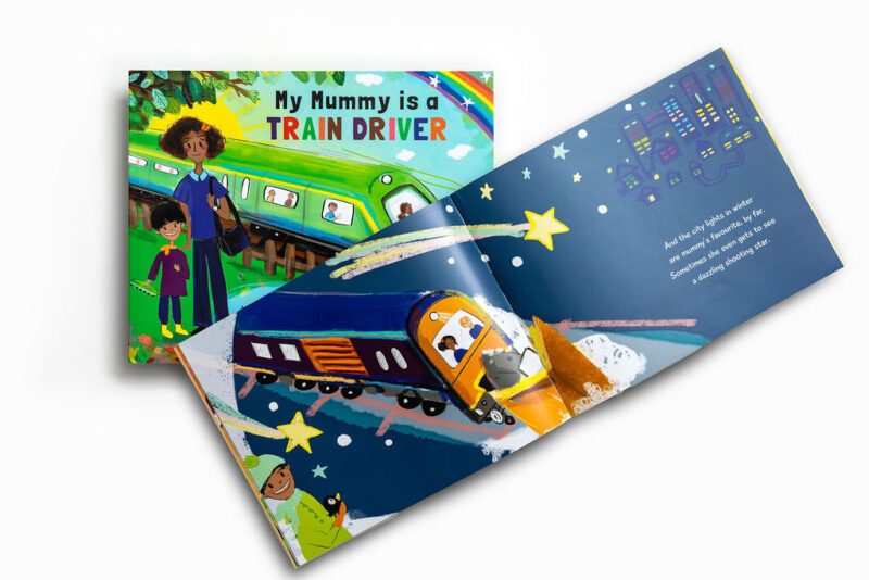 My Mummy is a Train Driver book cover and open spread