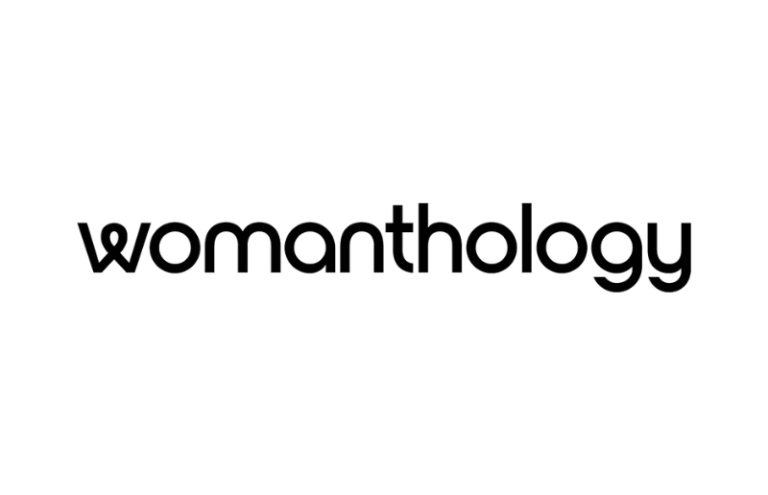 Womanthology Logo of Womanthology, featuring the word in a bold, modern font.