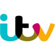 ITV logo featuring turquoise, yellow, black, and pink letters in a modern design.