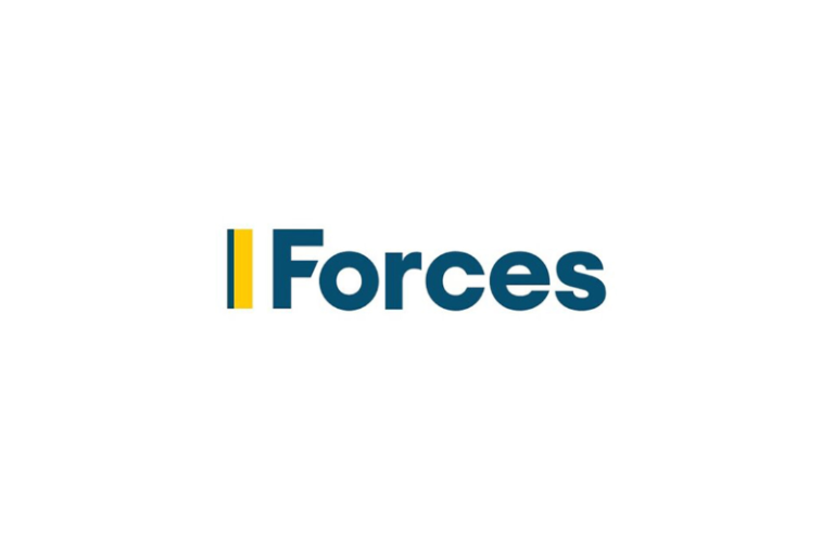 Forces News Text logo for "Forces" in blue and yellow.
