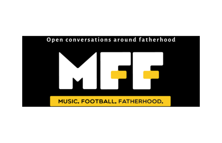 Music Football Fatherhood Logo featuring "MFF" and the tagline "Open conversations around fatherhood."