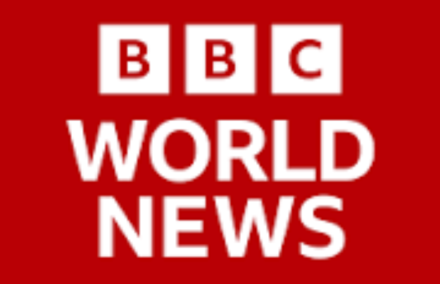 BBC World News BBC World News logo with "BBC" in white and "WORLD NEWS" in bold white on a red background.